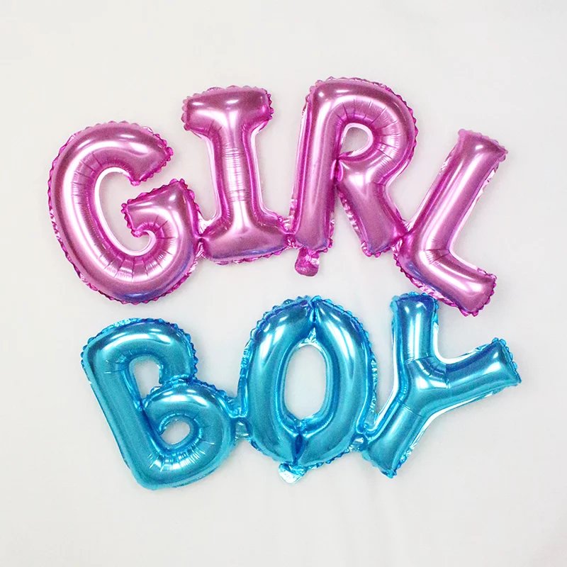 连体GIRL浅蓝色英文生日铝膜气球