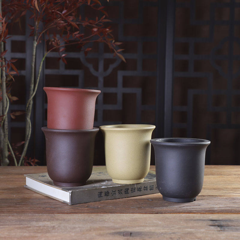 自在屋精选紫砂花盆反口高金钟圆口兰花盆春兰蕙兰寒兰盆景绿植