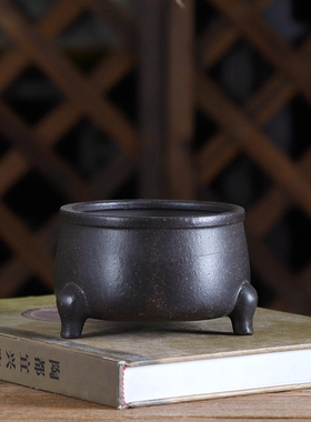 古铜泥/古红泥 复古禅意紫色小花盆 桌面绿植盆栽盆景盆