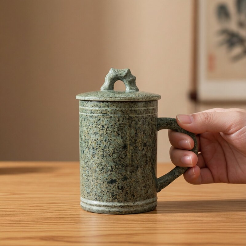 麦饭石中式风男女士定制养生杯