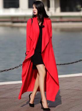 25春秋原创设计超长大翻领薄风衣