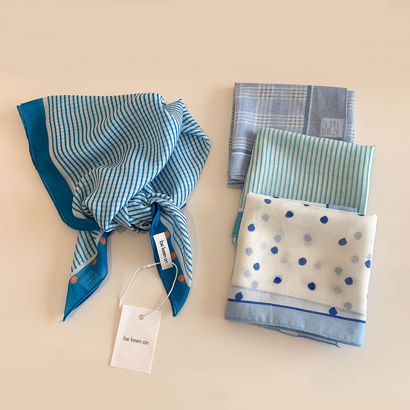 小方巾丝巾系脖女春夏新款薄文艺复古包头巾三角巾护颈小围巾领巾