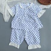 麦悠面料女童睡衣 5分家居服套装 130码 外贸Y单女孩纯氨棉夏季