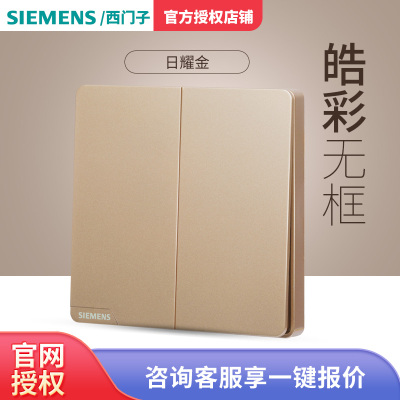 西门子无框大板开关金色