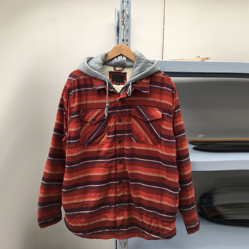 L系列  外贸春秋男装羊羔绒衬衫男款假两件时尚连帽衬衫有加大码