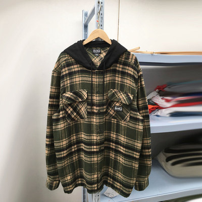 外贸春秋男装休闲连帽衬衫