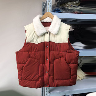 老里家118刀 外贸女装加厚马甲女款羊羔毛领背心外套有加大码