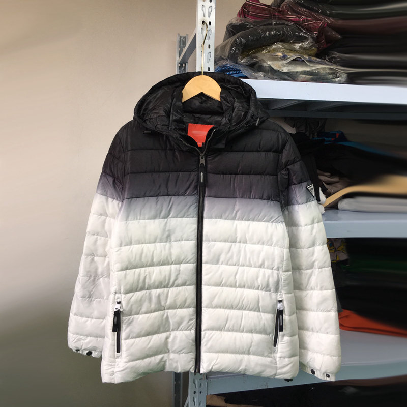 秋冬男款渐变色棉服连帽外套