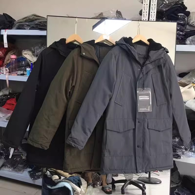 外贸新款男装秋冬装连帽棉衣中长款男士防风衣休闲多袋工装棉服