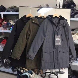 男装 防风衣休闲多袋工装 秋冬装 男士 棉服 连帽棉衣中长款 外贸新款
