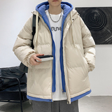 2023新款连帽棉衣男士假两件加厚棉袄情侣款百搭面包服M062-P70，男装棉衣，星座1403B