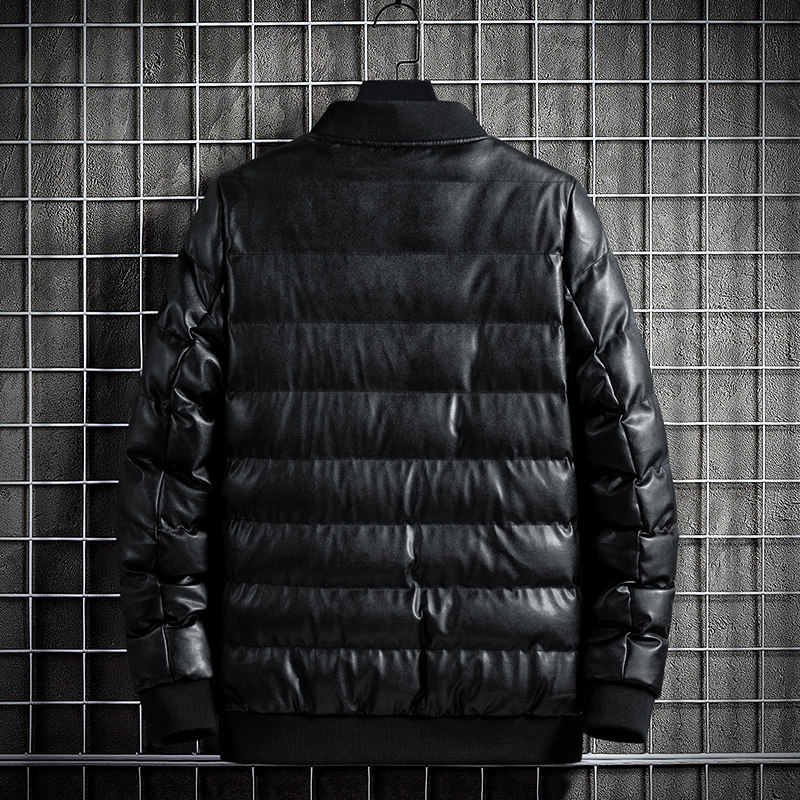 冬季男士棉衣短款外套修身羽绒棉服棒球领加厚PU皮棉衣826-P75,男装棉衣,星座1403B