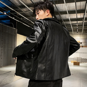 男士皮衣2023年流行韩版翻领修身水洗皮夹克男机车外套PY918-P60,男装皮衣,星座1403B
