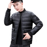 冬季男士棉衣短款外套修身羽绒棉服棒球领加厚PU皮棉衣826-P75，男装棉衣，星座1403B