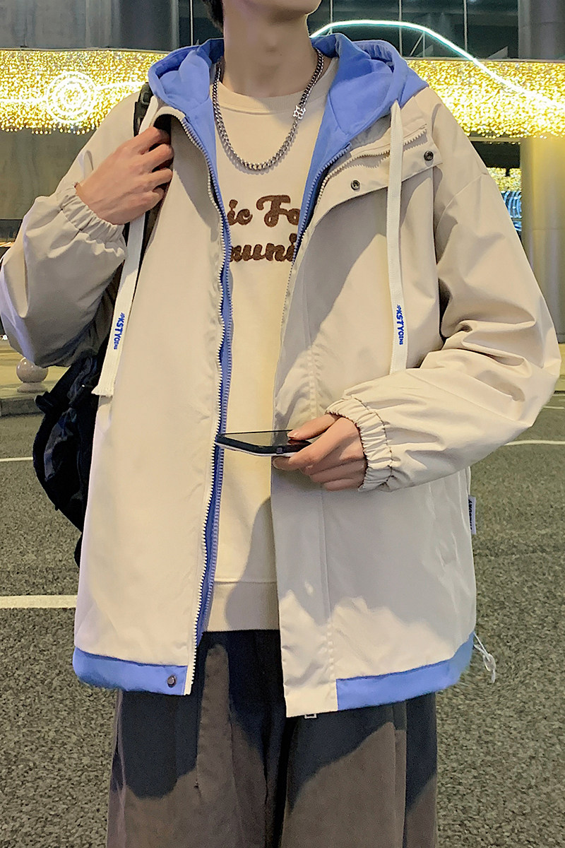 2026春秋新款假两件夹克男设计感小众连帽休闲外套港风2362-P60,男装夹克,星座1403B