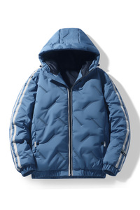 新款棉衣男潮牌棉服学生棉袄两条杠青年连帽棉衣9901-P55图片