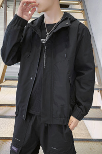 秋季新款男士字母刺绣连帽休闲夹克外套JK802-P43 M-7XL大码元图片