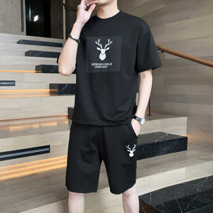 2023新款夏季男士冰丝薄款短袖运动休闲套装青年2108-P25图片