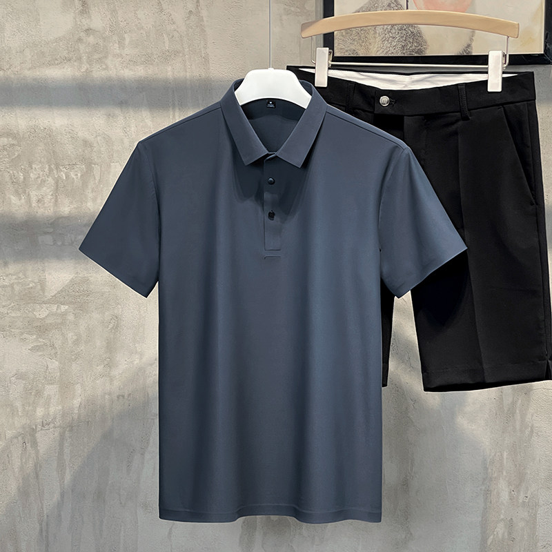 直播polo衫夏季新款高品质男士翻领冰丝T恤商务休闲短袖T331-P35,男装Polo衫,星座1403B