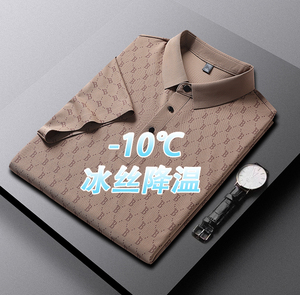夏季B字母高品质冰丝无痕锦纶T恤男Polo衫男上衣公版翻领T999-P35图片