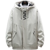 秋季新款男士字母刺绣连帽休闲夹克外套JK802-P43M-7XL大码元，男装夹克，星座1403B