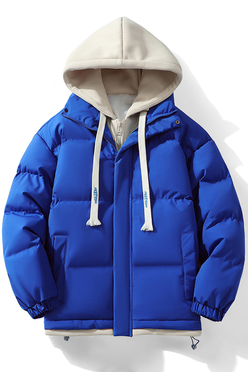 2023新款连帽棉衣男士假两件加厚棉袄情侣款百搭面包服M062-P70,男装棉衣,星座1403B