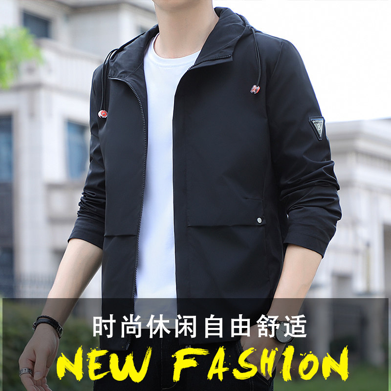 秋季新品男士外套连帽休闲夹克大码上衣M-8XLJK86-P45大码元图片