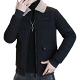 冬季男士羊羔绒翻领棉衣短款外套修身羽绒棉服加厚棉衣827-P65，男装棉衣，星座1403B