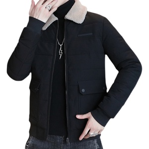 冬季男士羊羔绒翻领棉衣短款外套修身羽绒棉服加厚棉衣827-P65图片