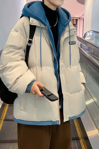 冬季男休闲时尚潮流假两件套连帽加厚保暖棉袄潮流棉衣2818-P78图片