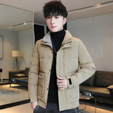 冬季男士外套毛领棉衣修身潮流保暖休闲棉服翻领短款棉袄828-P70，男装棉衣，星座1403B