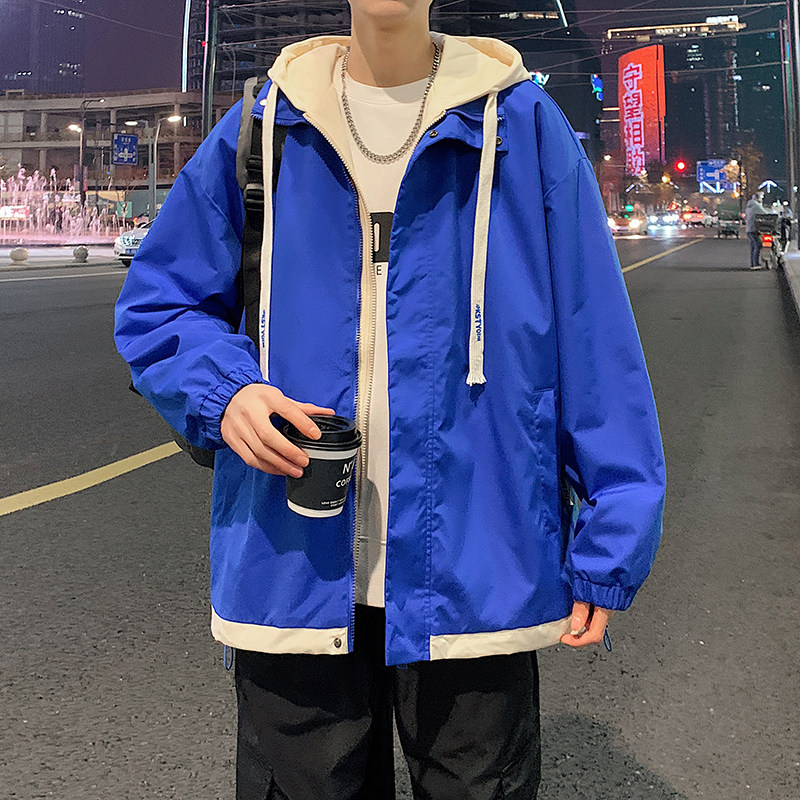 2026春秋新款假两件夹克男设计感小众连帽休闲外套港风2362-P60,男装夹克,星座1403B