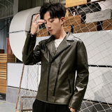 男士皮衣2023年流行韩版翻领修身水洗皮夹克男机车外套PY918-P60，男装皮衣，星座1403B