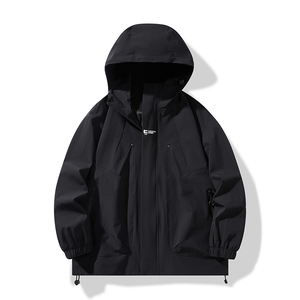 2024春季新款冲锋衣男潮牌宽松连帽登山服工装夹克外套2373-P55图片