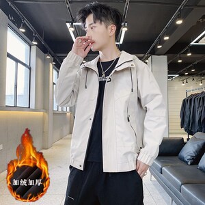 冬季新款男士字母刺绣连帽休闲夹克外套JK802-1 -P50 大码元图片