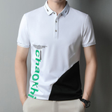 polo衫夏季新款高品质男士翻领T恤商务休闲短袖拼接印花T126-P32，男装Polo衫，星座1403B