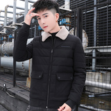 冬季男士羊羔绒翻领棉衣短款外套修身羽绒棉服加厚棉衣827-P65，男装棉衣，星座1403B