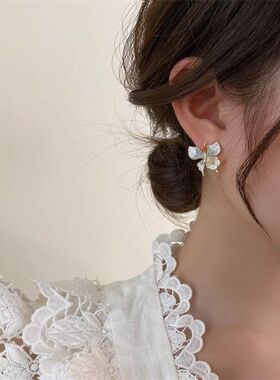 合金韩版蓝色水晶女蝴蝶耳钉耳环