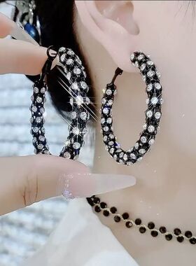 思慕琦气质合金女水钻圆形耳环