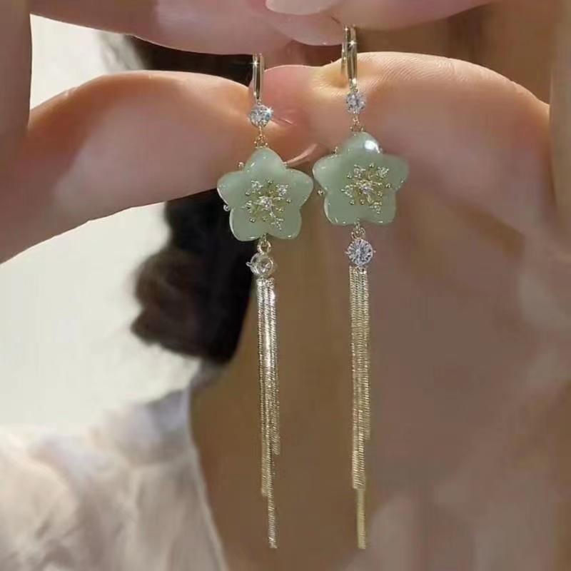 思慕琦气质合金女水钻花朵耳环