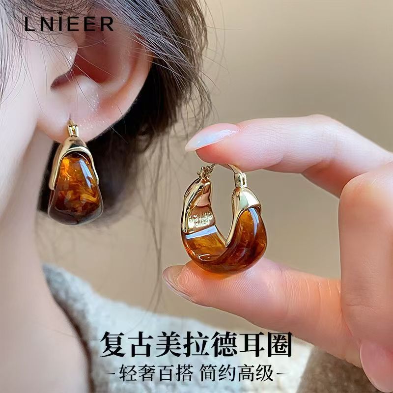美拉德花朵几何耳钉女复古宫廷风时尚气质耳环轻奢高级感耳饰