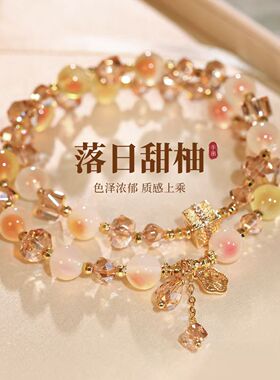 双层叠戴水晶串珠手链女轻奢小众
