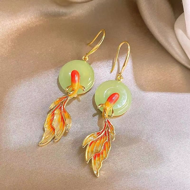 思慕琦气质合金女电镀鱼耳环