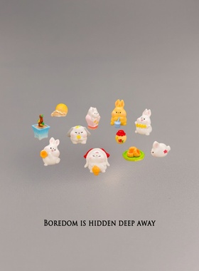 想家了，摆一摆中秋月饼卡通兔子萌兔园艺工位桌面小摆件树脂创意