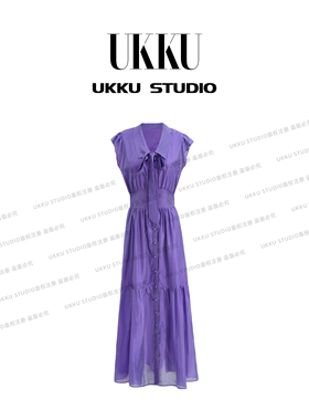 【UKKU STUDIO】2025收腰减龄显白设计风休闲女装紫色裙子914358