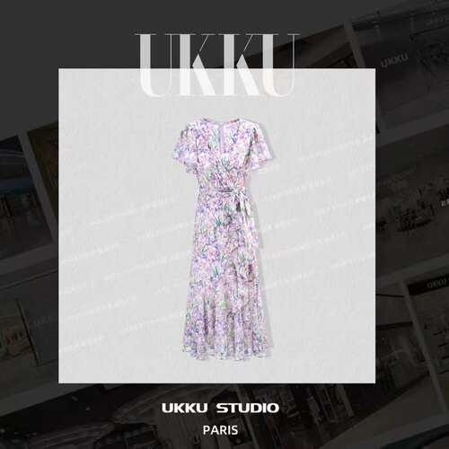 45【UKKU STUDIO】夏季法式气质时尚碎花显瘦优雅连衣裙917207