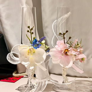 敬酒杯花仿真花蝴蝶兰鱼尾纱