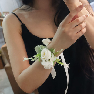 结婚高端新娘伴娘丝带手腕花超小清新仙森系高级感手花手环 韩式