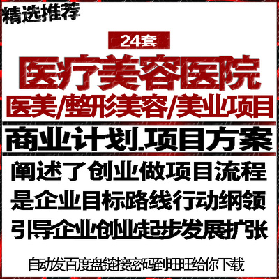 医疗美容整形会诊所美业项目融资商创业策划计划书可行性报告方案