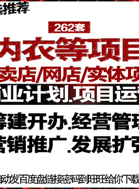 内衣裤服装项目商创业策计划方案经营管理运营销售推广告促销活动